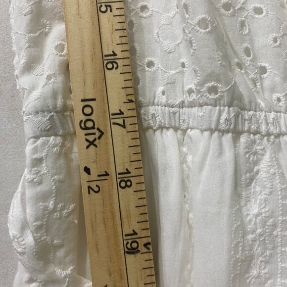 NEW Draper James‎ Maxi Dress Womens Size L White Eyelet Tiered Puff Sleeves - Picture 12 of 13